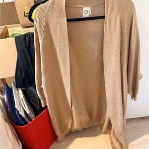 Elegant Tan Open-Front Cardigan